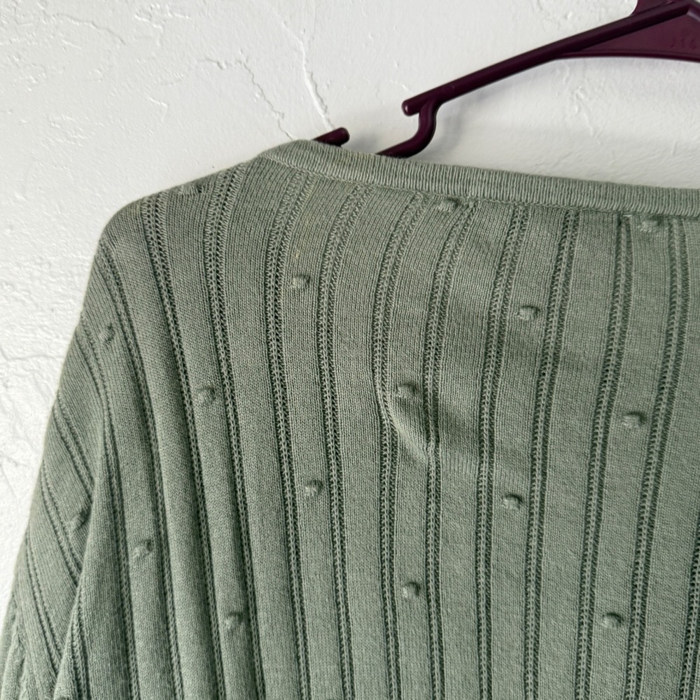 Christopher & Banks Y2k Green Cardigan Ribbed Knit Button Down Preppy Academia L - Picture 10 of 10